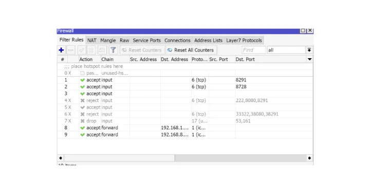 Konfigurasi Firewall Pada Mikrotik